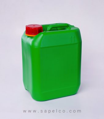گالن 5 لیتری پلاستیکی مکعبی دکمه دار با درب با رنگ سبز